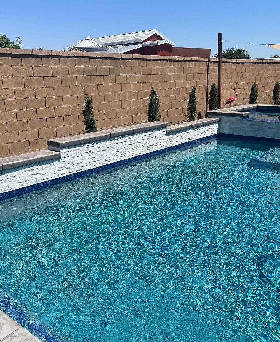 3D custom pool design plan being reviewed for a California backyard pool construction project