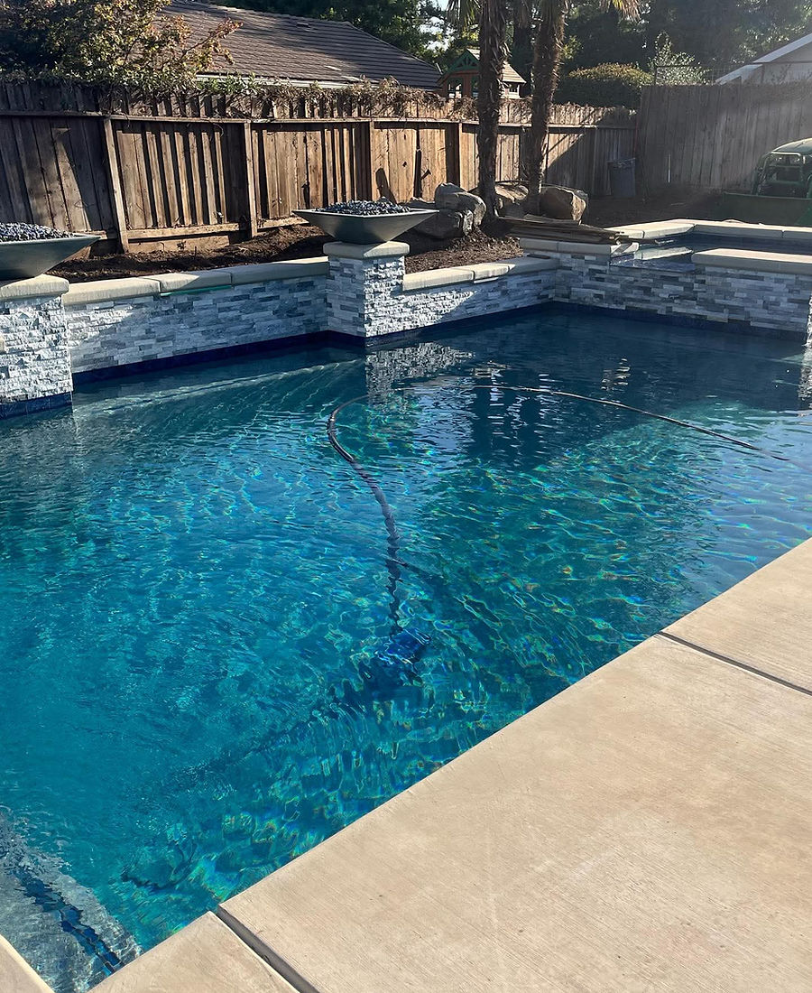 Clear blue water in a freshly replastered California swimming pool